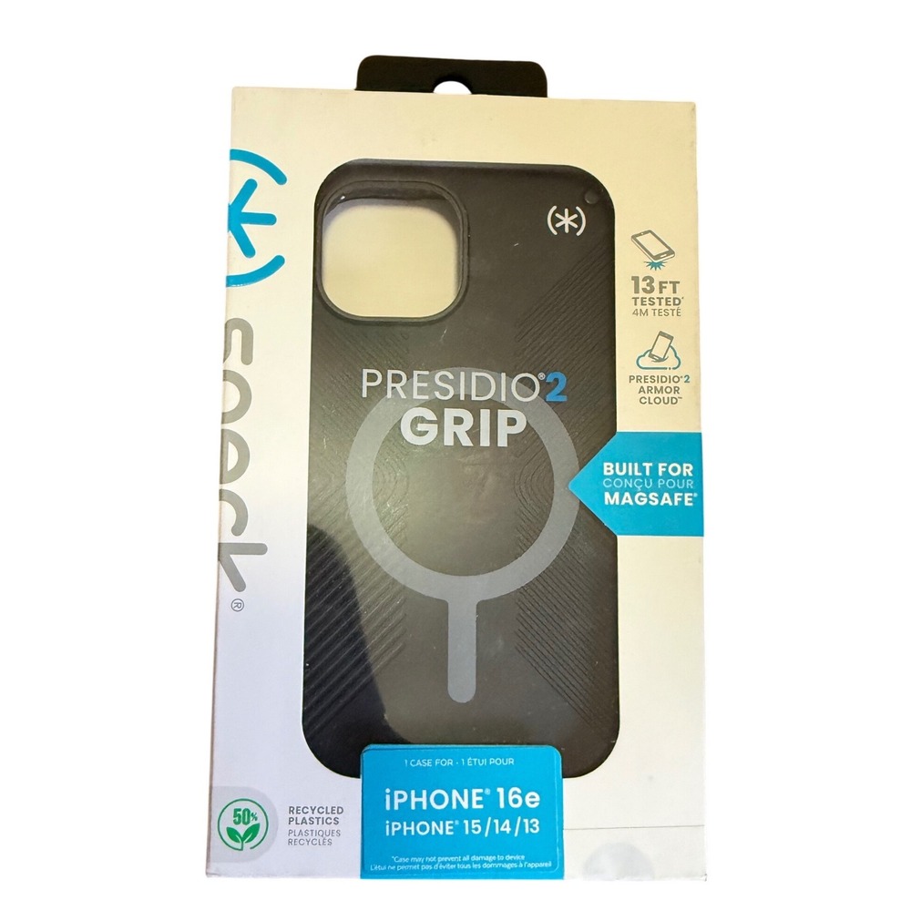 Speck Presidio2 Grip Case for iPhone 16e 15 14 13 Black MagSafe‎